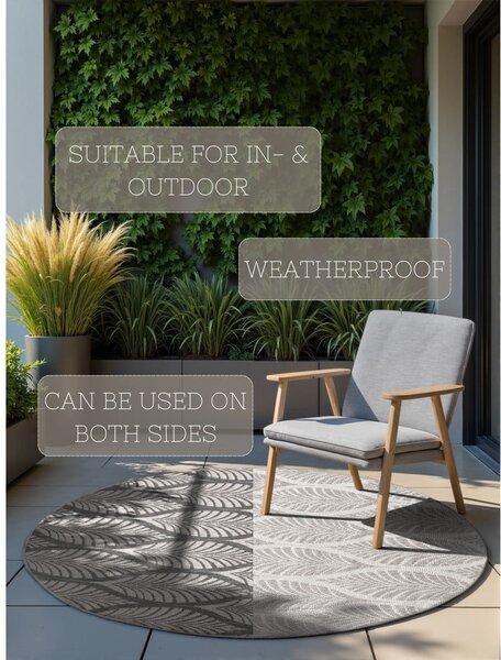 Covor pentru exterior și interior gri/fildeș rotund ø 160 cm Duet Liora – NORTHRUGS