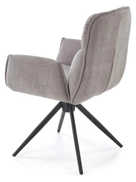 Scaun K574, gri/negru, stofa catifelata/otel, 60x60x88 cm