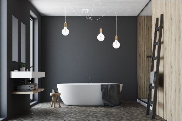 Lustră pe cablu MIROS 3xE27/60W/230V albă/aurie
