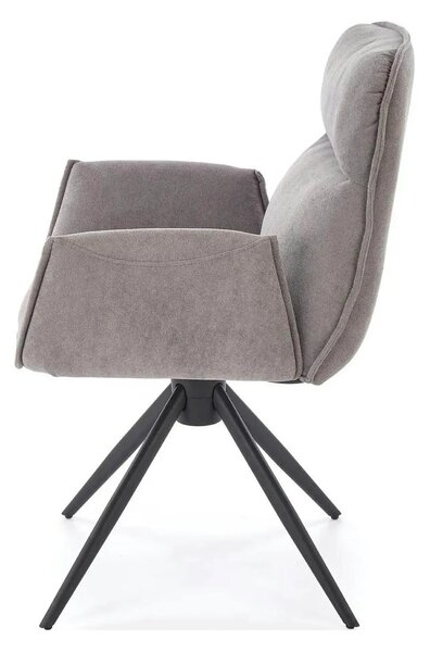 Scaun K574, gri/negru, stofa catifelata/otel, 60x60x88 cm