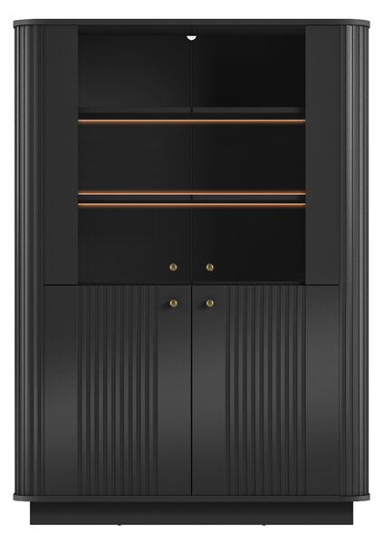 Vitrină cu patru uși pe soclu Vesper 103 cm - negru / mânere aurii