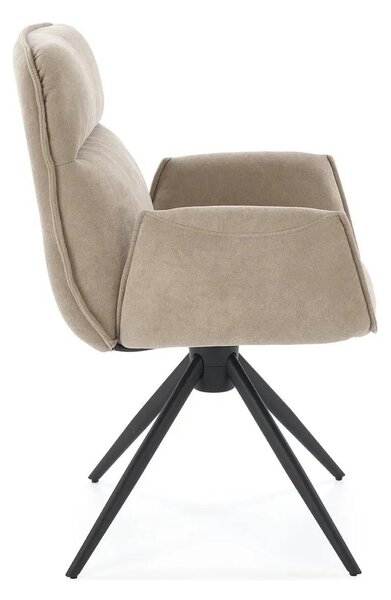 Scaun K574, bej inchis/negru, stofa catifelata/otel, 60x60x88 cm