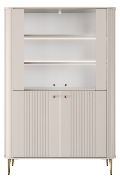 Vitrină cu patru uși Vesper 103 cm - cașmir / picioare aurii