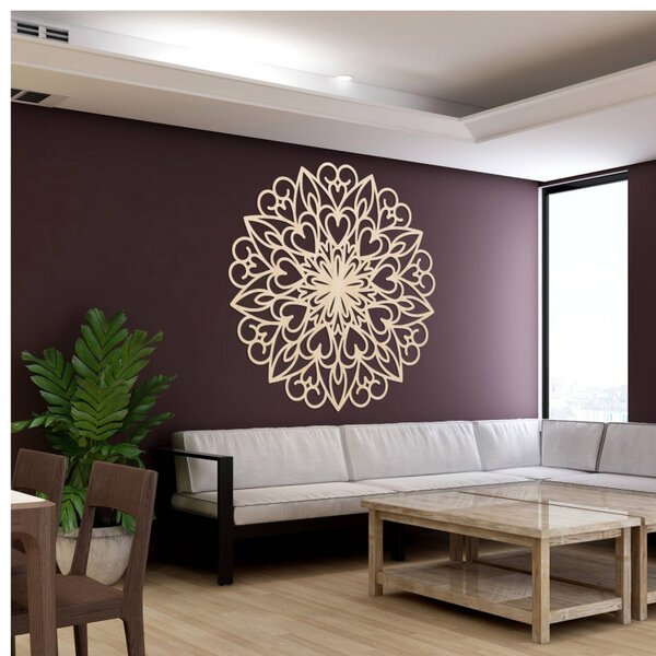 Mandala sculptată, decor de perete din lemn | FARLIKT