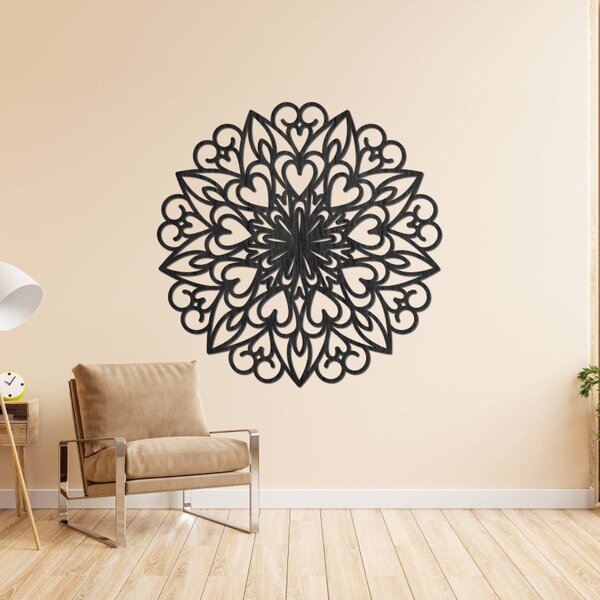 Mandala sculptată, decor de perete din lemn | FARLIKT