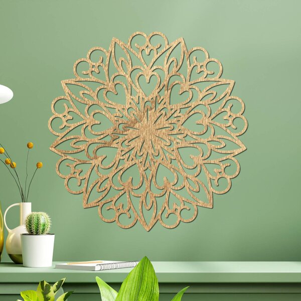 Mandala sculptată, decor de perete din lemn | FARLIKT