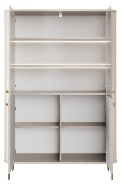 Vitrină cu patru uși Vesper 103 cm - cașmir / picioare aurii