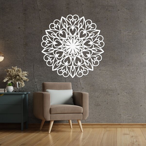 Mandala sculptată, decor de perete din lemn | FARLIKT