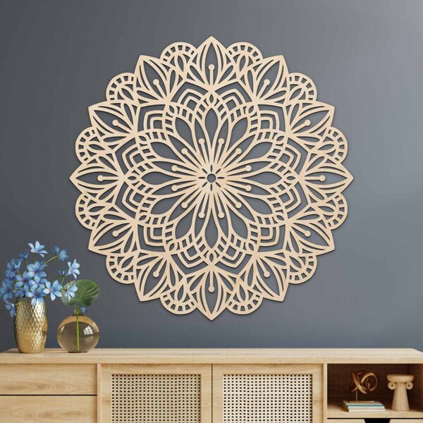 Mandala din lemn pe perete, esență florală | ESSENTIA