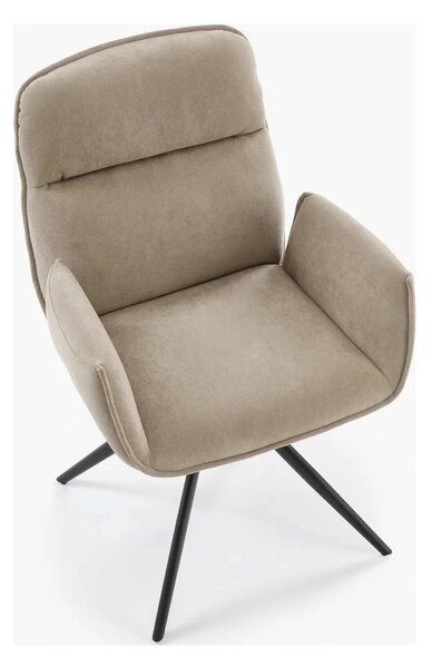 Scaun K574, bej inchis/negru, stofa catifelata/otel, 60x60x88 cm