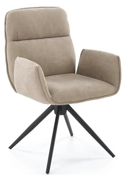 Scaun K574, bej inchis/negru, stofa catifelata/otel, 60x60x88 cm