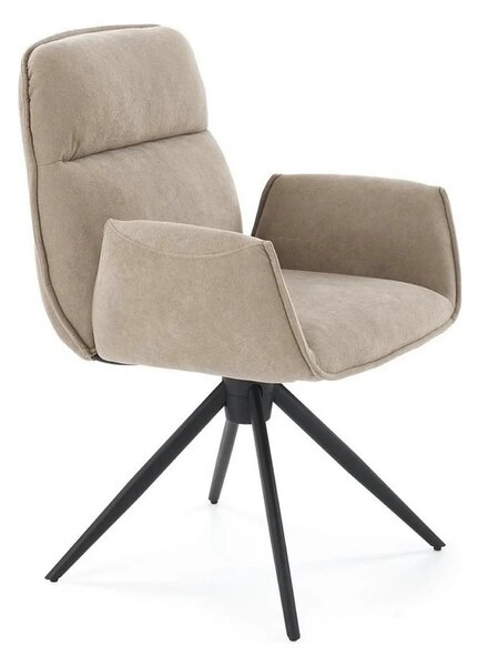 Scaun K574, bej inchis/negru, stofa catifelata/otel, 60x60x88 cm