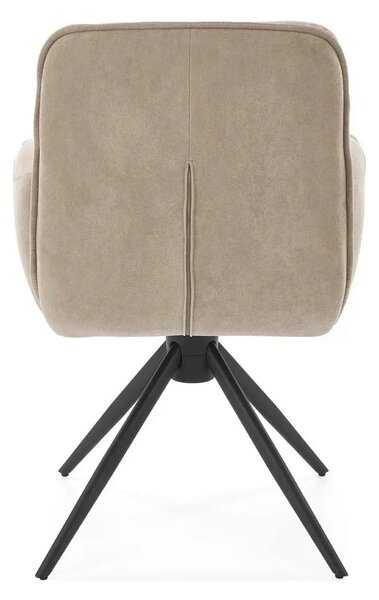 Scaun K574, bej inchis/negru, stofa catifelata/otel, 60x60x88 cm