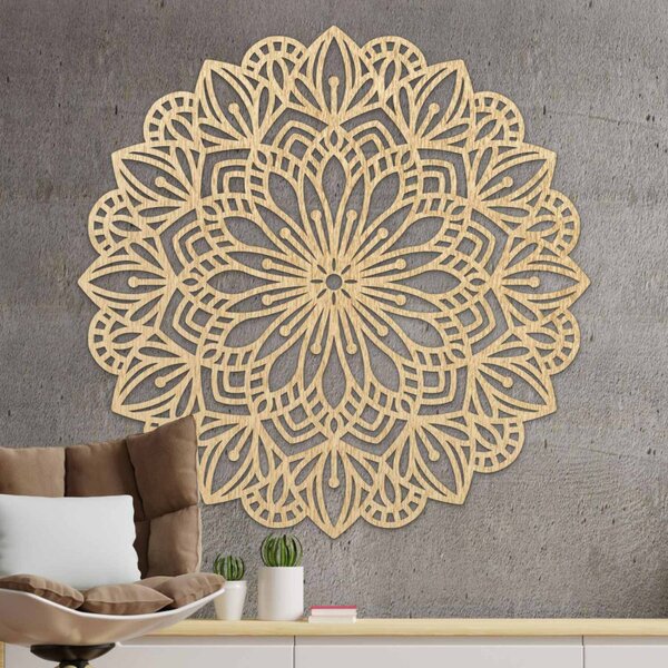Mandala din lemn pe perete, esență florală | ESSENTIA