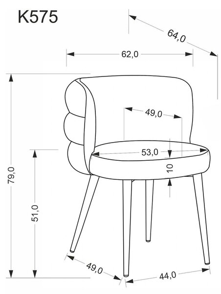 Scaun de sufragerie tapitat K575, bej - Cremona 14, stofa catifelata/o