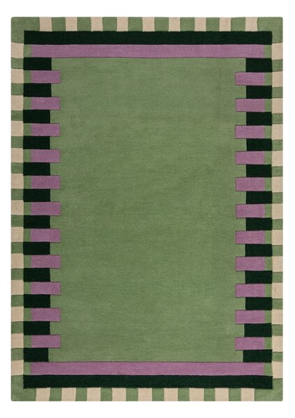 Covor verde/mov țesut manual din lână 160x230 cm Kai Wool Border – Flair Rugs
