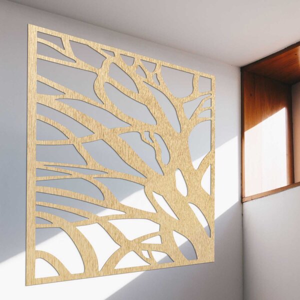 Decorațiune de perete din lemn, pătrat natural | LASLO