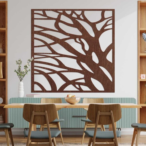 Decorațiune de perete din lemn, pătrat natural | LASLO