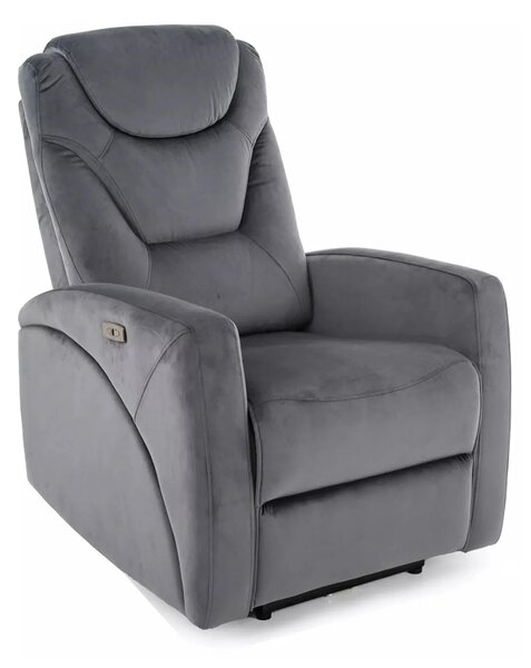 Fotoliu recliner KRONOS, stofa catifelata gri - Bluvel 14, 79x94/160x1