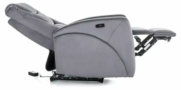 Fotoliu recliner KRONOS, stofa catifelata gri - Bluvel 14, 79x94/160x1