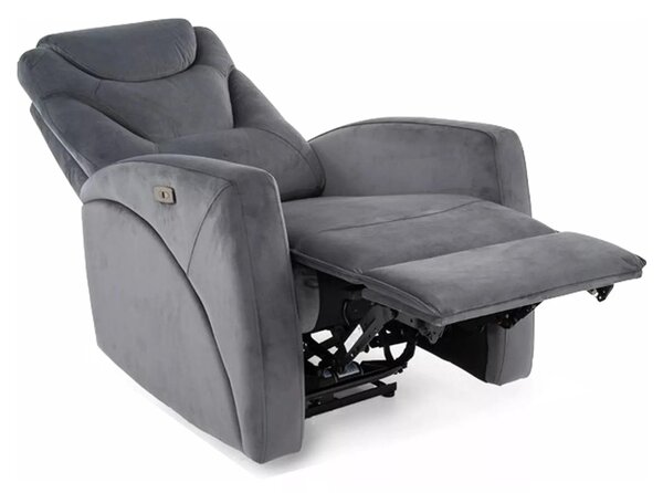 Fotoliu recliner KRONOS, stofa catifelata gri - Bluvel 14, 79x94/160x1