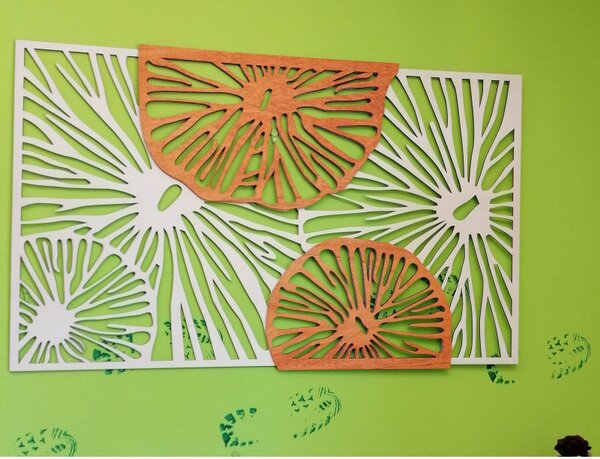 Decor de perete elegant din lemn cu model floral - GENIUS