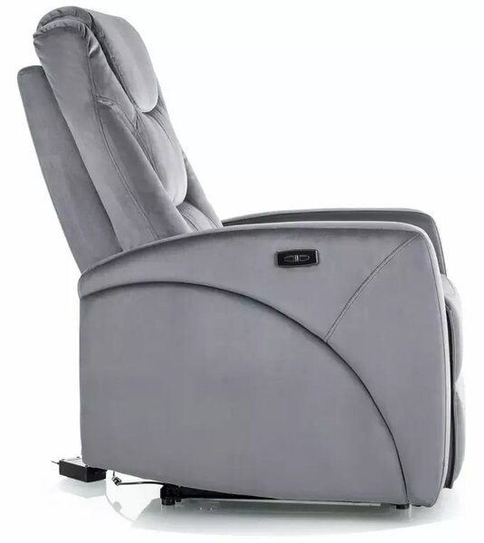 Fotoliu recliner KRONOS, stofa catifelata gri - Bluvel 14, 79x94/160x1