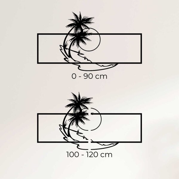Decorațiune de perete din lemn cu palmieri și plajă | TROPICOR