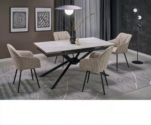 Scaun K576, bej/negru, stofa clasica/otel, 54x60x85 cm
