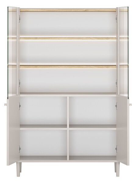 Vitrină cu picioare Elivo 100 cm, cu două uși - cașmir / stejar uleiat