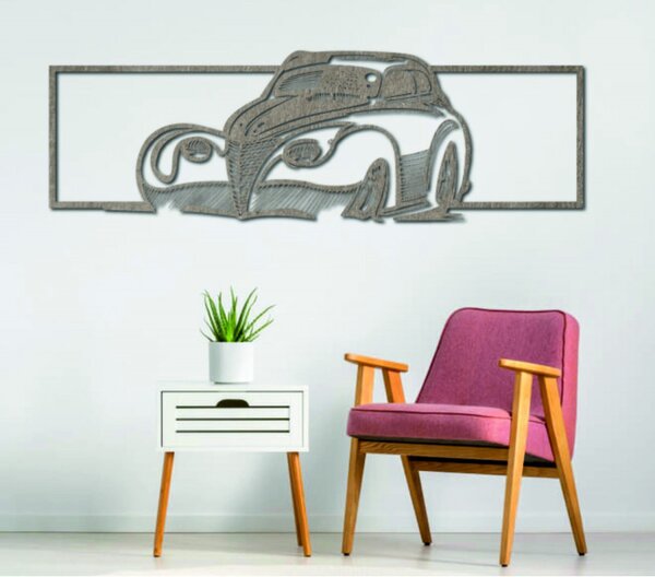 Mașină stilizată retro din lemn - pictură decorativă murală - SAMUEL