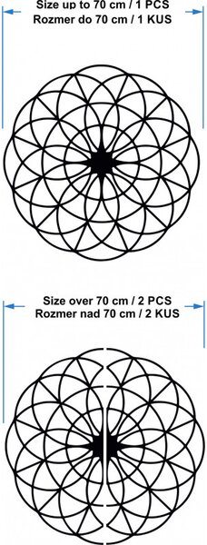 Mandala magică din lemn pe perete - Cercuri I diametru FI 50, 60, 70, 80, 90 cm