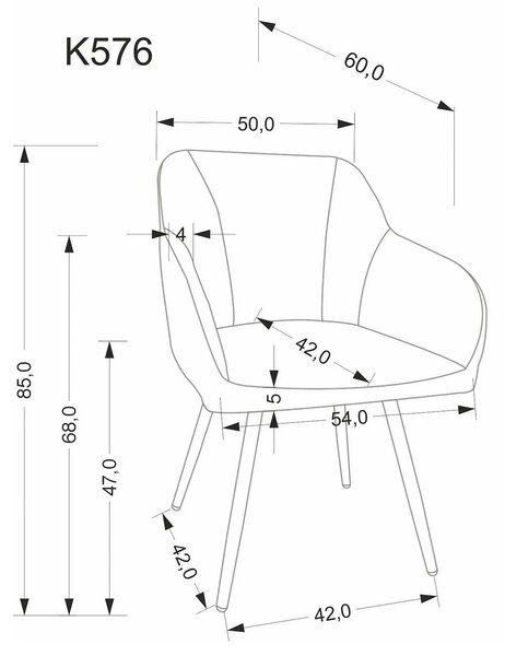 Scaun K576, gri/negru, stofa clasica/otel, 54x60x85 cm