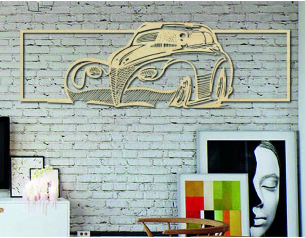 Mașină stilizată retro din lemn - pictură decorativă murală - SAMUEL