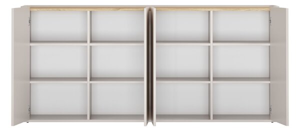 Comodă cu patru uși Elivo 200 cm - kashmir / stejar uleiat