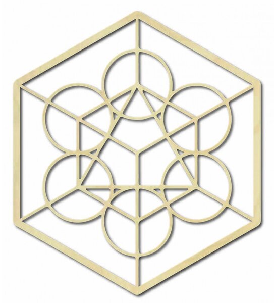 Pictura geometrica din lemn pe peretele recoltei