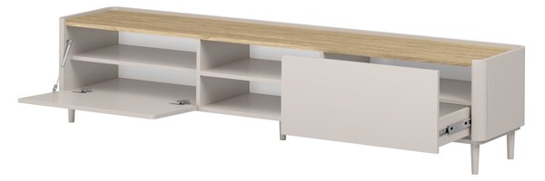 Comodă TV Elivo 220 cm pe picioare - cașmir / stejar uleiat