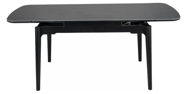 Masa extensibila SENTO, negru mat cu efect de marmura, ceramica/lemn