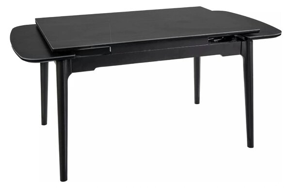 Masa extensibila SENTO, negru mat cu efect de marmura, ceramica/lemn