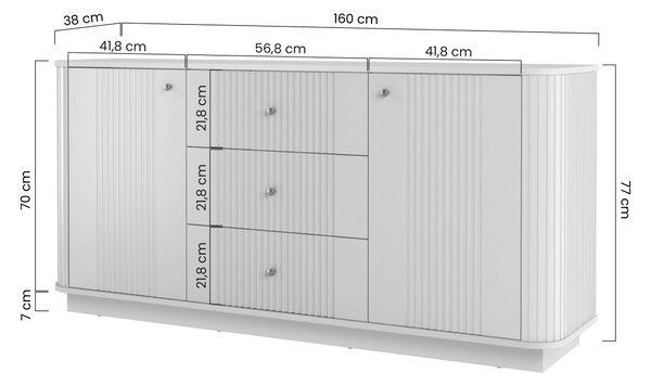 Comodă cu sertare pe soclu Vesper 160 cm - negru / mânere aurii