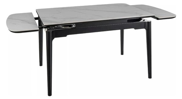 Masa extensibila SENTO, alb cu efect de marmura, ceramica/lemn, 120/18
