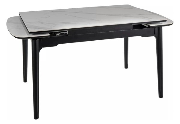 Masa extensibila SENTO, alb cu efect de marmura, ceramica/lemn, 120/18