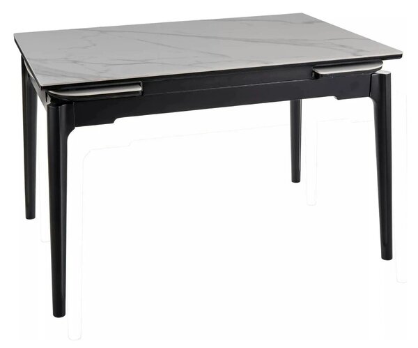 Masa extensibila SENTO, alb cu efect de marmura, ceramica/lemn, 120/18