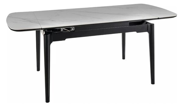 Masa extensibila SENTO, alb cu efect de marmura, ceramica/lemn, 120/18