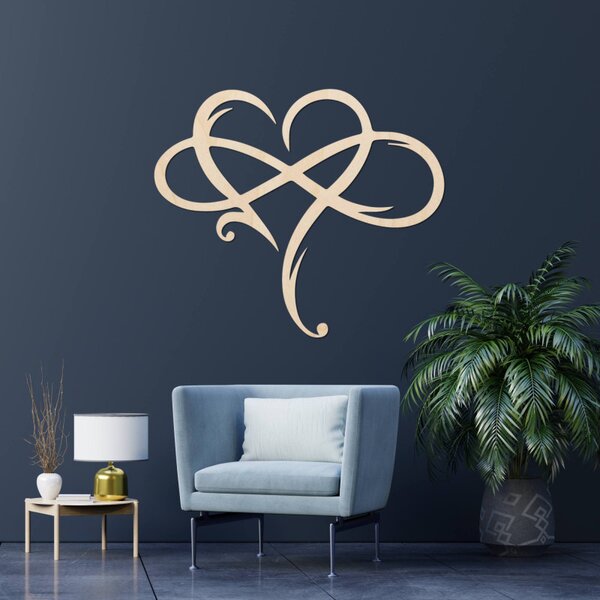 Pictură murală din lemn cu motiv de inimă | LOVE