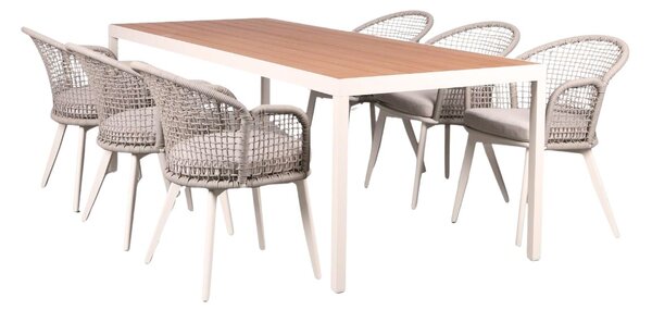 Set de grădină Atena: masă de dining + 6 scaune