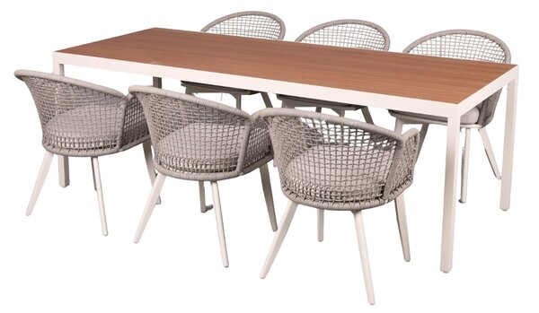 Set de grădină Atena: masă de dining + 6 scaune