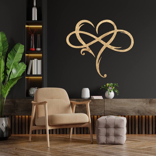 Pictură murală din lemn cu motiv de inimă | LOVE