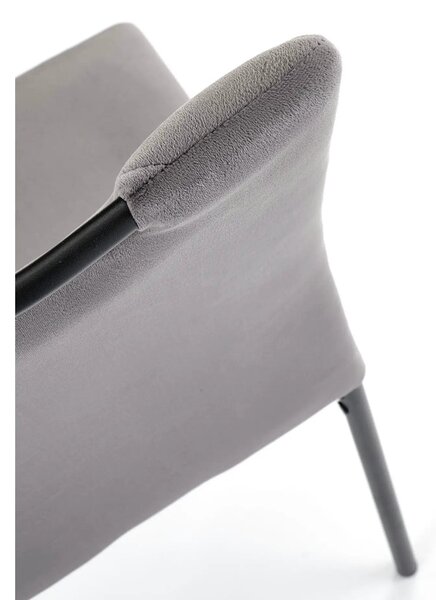 Scaun K577, gri - HLR 21, stofa catifelata/otel, 43x53x93 cm