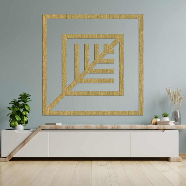 Decor din lemn pătrat cu frunze - ATALY